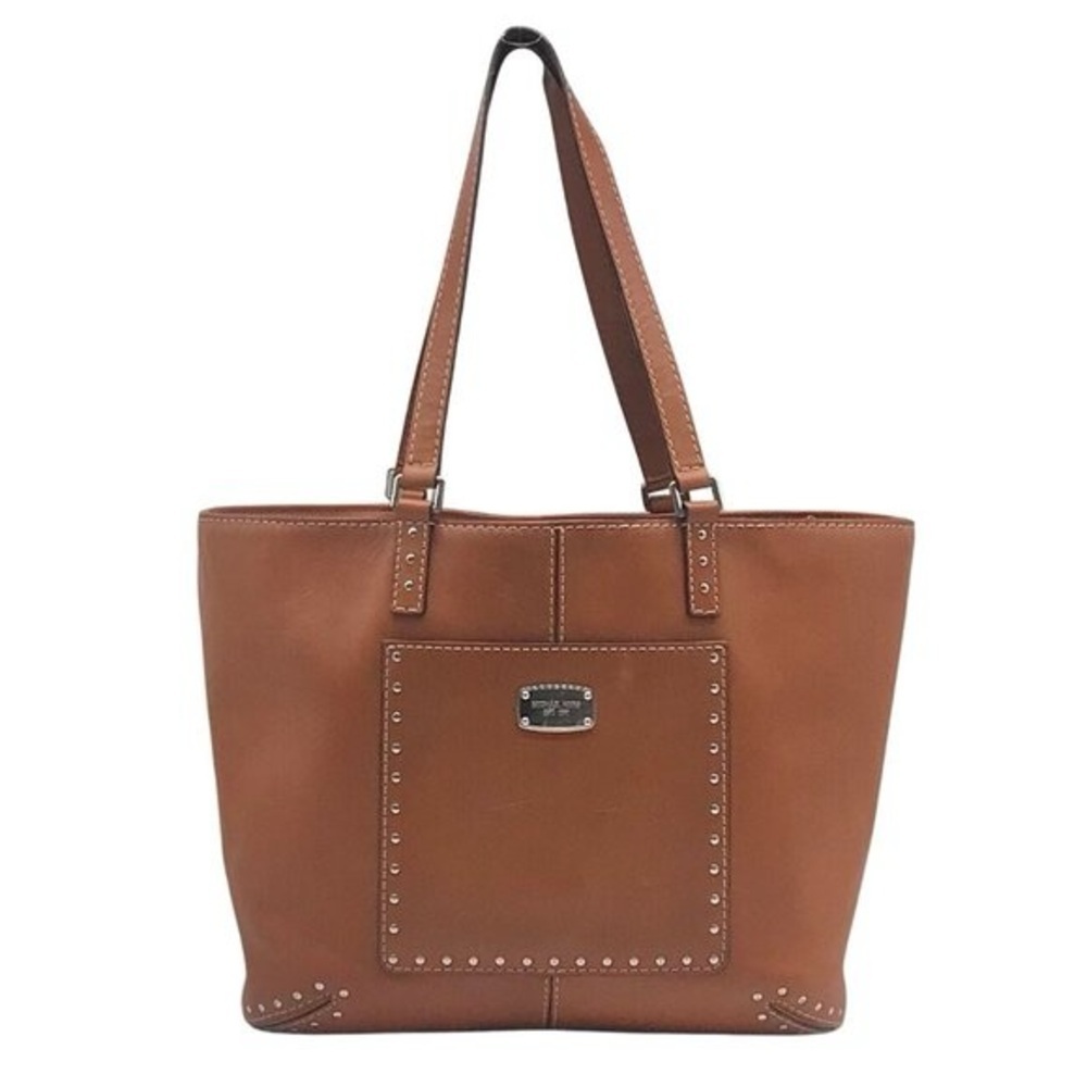 👜 Michael Kors Large Brown Leather Studded Tote Shoulder Bag